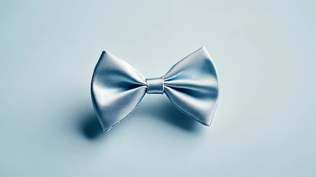 Light gray bow tie against a light blue background