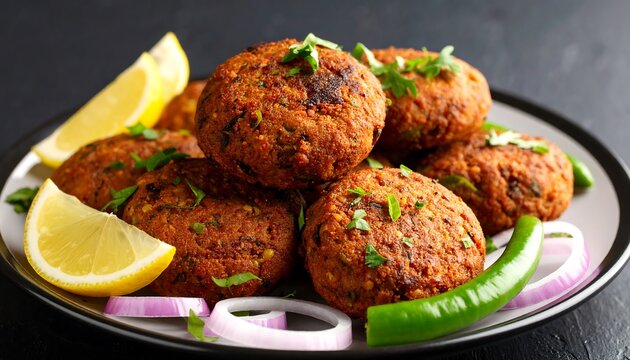 Shami Kebab Stack with Onions and Green Chilies