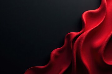 Crimson Drapery Against a Dark Background A Study in Contrast and Texture