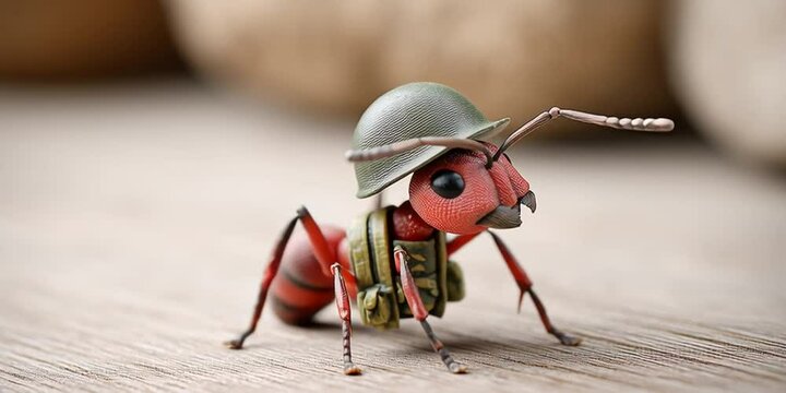 Army ant in military uniform