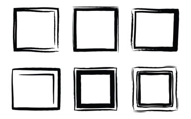 Hand-Painted Square Borders; Grunge Texture; Modern Design Elements; Versatile Graphic Frames.