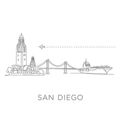 Fototapeta premium San Diego Skyline Vector Illustration Minimal.
