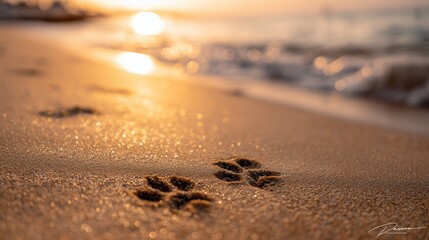 Tiny Paw Prints on Golden Sands: A Memorable Beach Moment