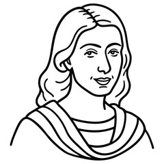 Line Art Portrait: Serene Woman, Elegant Style, Simple Design, Vector Illustration