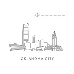 Fototapeta premium Oklahoma City Skyline Outline Vector.