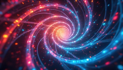 Obraz premium An energetic swirling tunnel of colors with concentric waves
