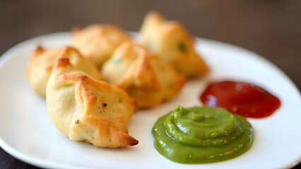 Punjabi Samosa Snack on White Background