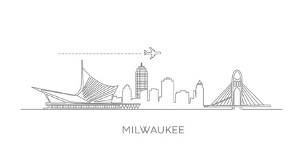 Milwaukee Skyline Minimalist Vector Outline.