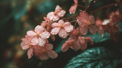 Delicate Beauty: Water Droplets on Soft Pink Flower Petals
