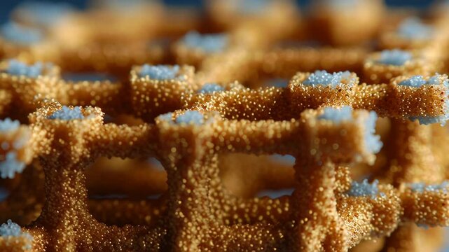 Ferroelectric material structure with detailed microscopic texture showing cubic lattice and intricate crystalline texture with