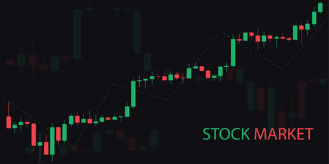Background with Candlesticks, Stock Market, Trade, Signal, Graph, Diagram, Financial, Financial, Chart to Buy and Sell, Vector	