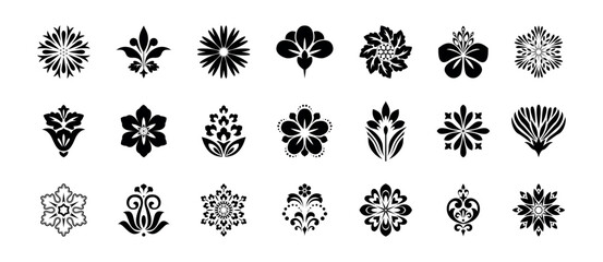 Flower icons set. Isolated elements for design. Vector graphics.