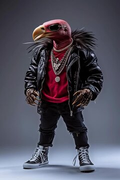 Culture vulture - a vulture dressed in urban street clothes to appeal to black audiences