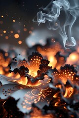 Burnt Paper Fractal Bloom Background 