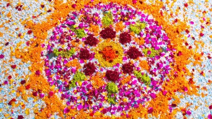 Vibrant Floral Mandala on a Surface. AI Generative