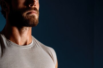 Obraz premium Focused expression showcases determination in fitness journey, h