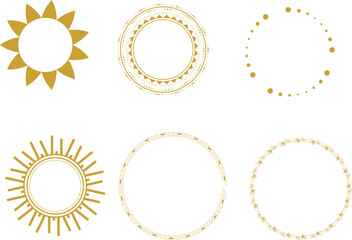 おしゃれなアートでアンティーク・ビンテージ円・丸フレーム素材セット