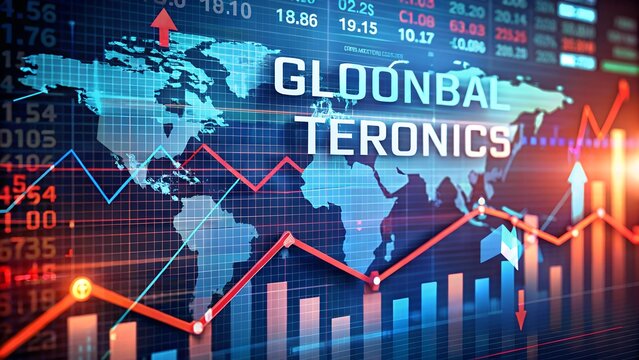 Photo of a digital stock market chart displays global financial trends and economic data