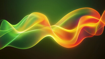 Fototapeta premium Abstract glossy waves background pattern. Yellow green waves texture background wallpaper. Digital artistic artwork raster bitmap illustration. Graphic design art. AI artwork.