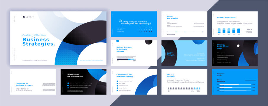 Abstract powerpoint presentation templates set, modern layout presentation background, banner template, brochure, landing page, company profile, business design package set, vector illustration.