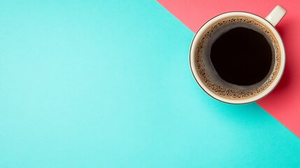 A cup of coffee on a colorful background.