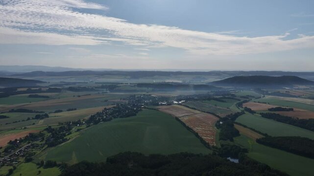 Hřebeč mining footpaths and Mladějov Railway from the Sky with views to the country of Bohemian-Moravian Borderlands