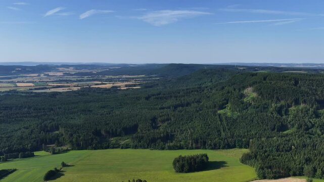 Hřebeč mining footpaths and Mladějov Railway from the Sky with views to the country of Bohemian-Moravian Borderlands
