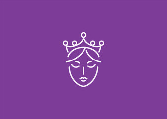 Beautiful queen line logo for elegance, royalty, or feminine branding.