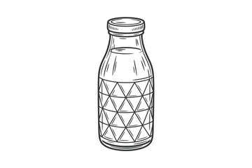 Hand drawn milk bottle with geometric pattern vector illustration
