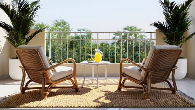 A Couple Of Chairs Sitting On A Balcony