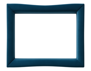 Blue rectangular picture frame on a transparent background