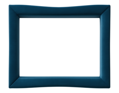 Blue rectangular picture frame on a transparent background