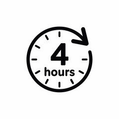 Four Hour Clock Icon Symbolizing Time Duration and Deadline