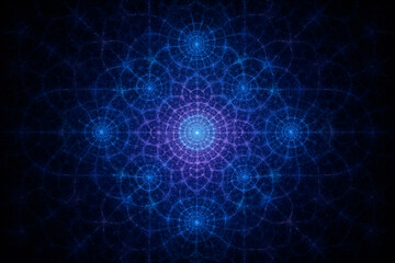Naklejka premium Cosmic Abstract Design with Blue Hue and White DotsA visually appealing blue abstract pattern design with white dots, suitable for a variety of applications