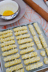 Making homemade cheese roll pastry