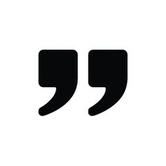 Black Quotation Mark Icon on White Background for Design Elements