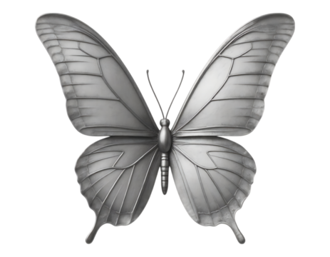 Monochrome Butterfly Rendered on Transparent Background