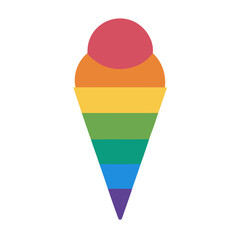 Rainbow Ice Cream Cone Illustration