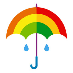 Rainbow Umbrella With Raindrops Clipart