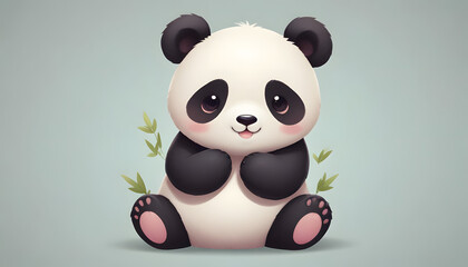 Fototapeta premium panda bear with a flower
