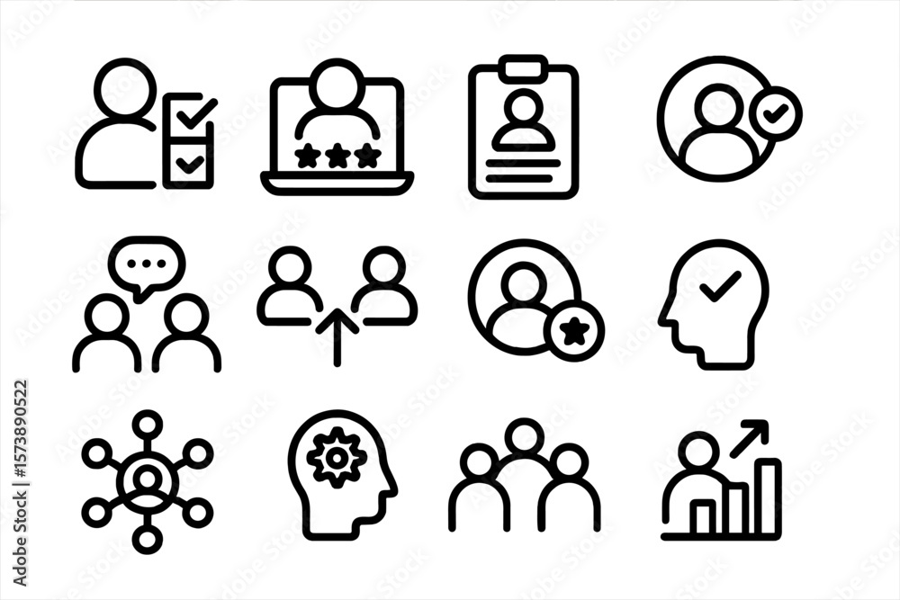 Poster outline icons for user interface and profile evaluation design