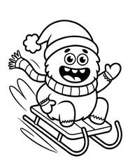 Cute Christmas Monster Bold and Easy Coloring Book for Kids and Adults.
