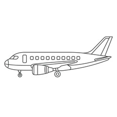 Simple Line Art Illustration of a Commercial Airplane Side View