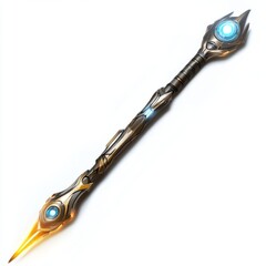 Fantasy staff magic wand weapon sorcerer wizard mage power energy artifact rpg game asset design illustration