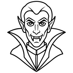 Fototapeta premium Vampire face line art illustration – spooky Halloween monster vector on transparent background icon