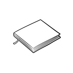 Simple Line Art Illustration of a Closed Book with Bookmark