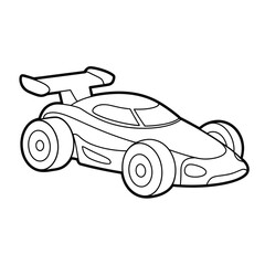 Outlined Race Car Illustration for Coloring Book or Educational Material