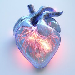 Heart illustration render anatomy cardiology medical health healthcare science organ body human vessel