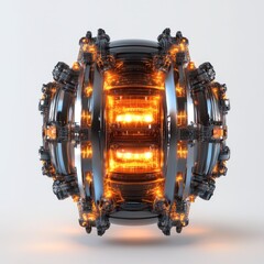 Futuristic glowing reactor core technology concept art design for science fiction illustrations and backgrounds