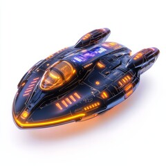 Futuristic spaceship concept art digital rendering sci fi vehicle design illustration space travel technology